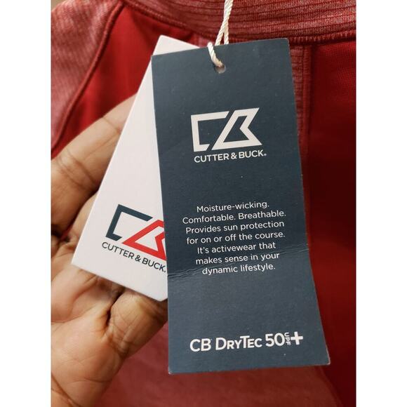 Cutter & Buck Jacket Red Women's Size Medium Melange Stripe Large Long Sleeves - Picture 10 of 12